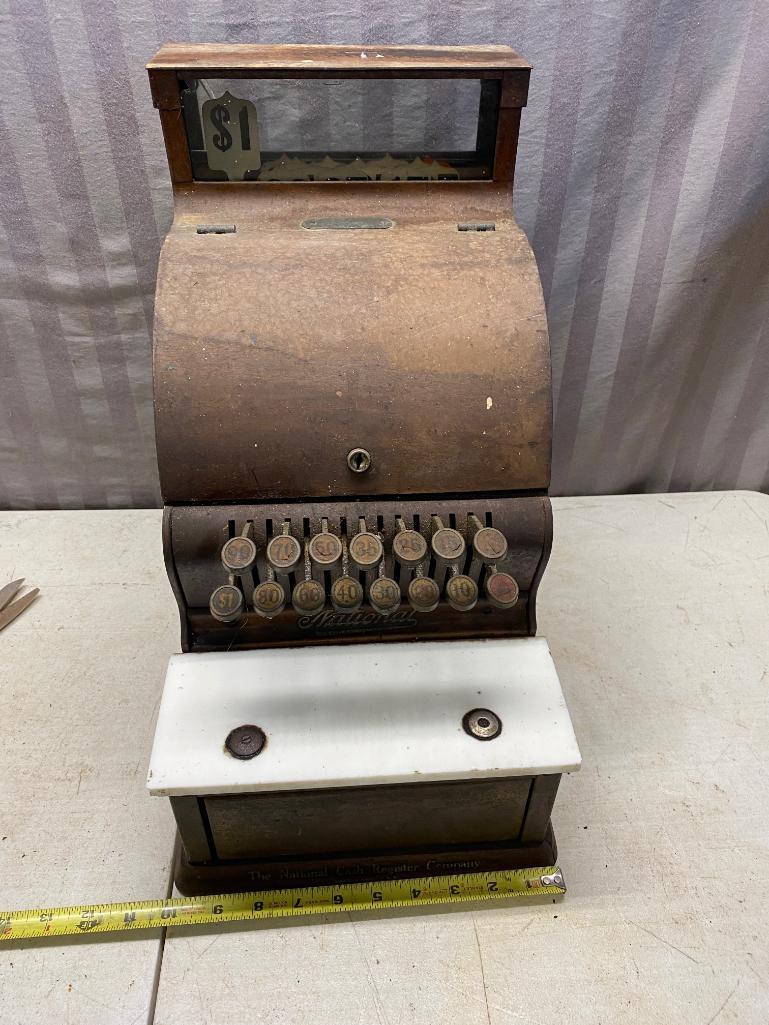 Vintage National Cash Register Wooden Cash Register, No key