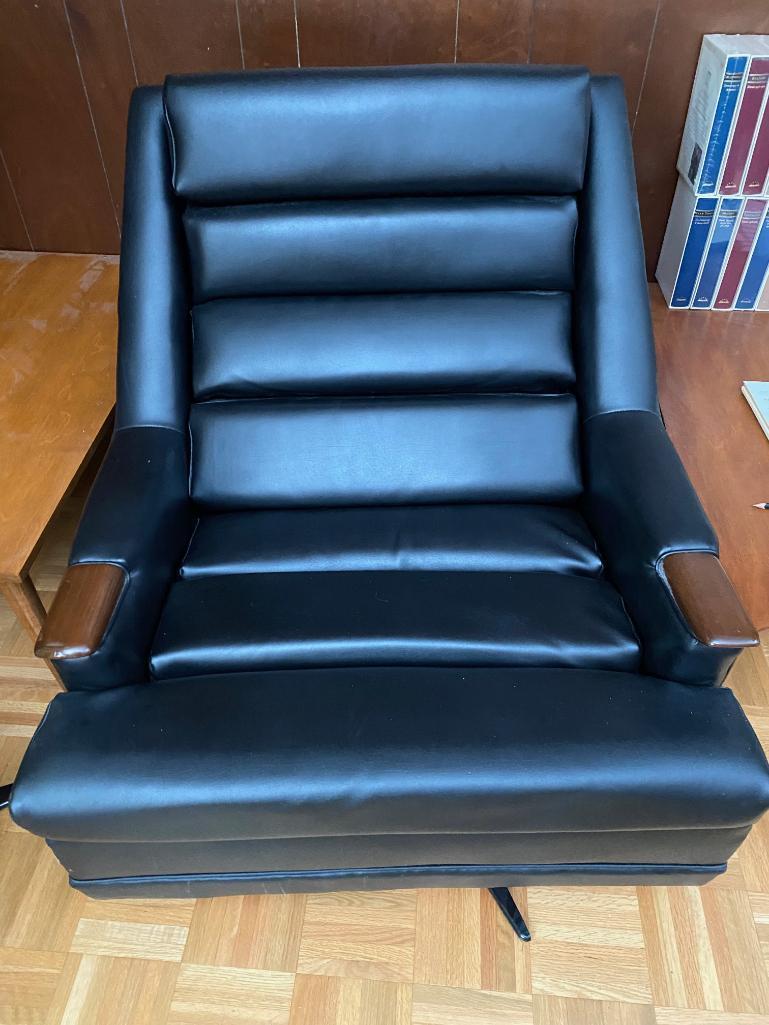 Vintage Black Vinyl Chair and Ottomon