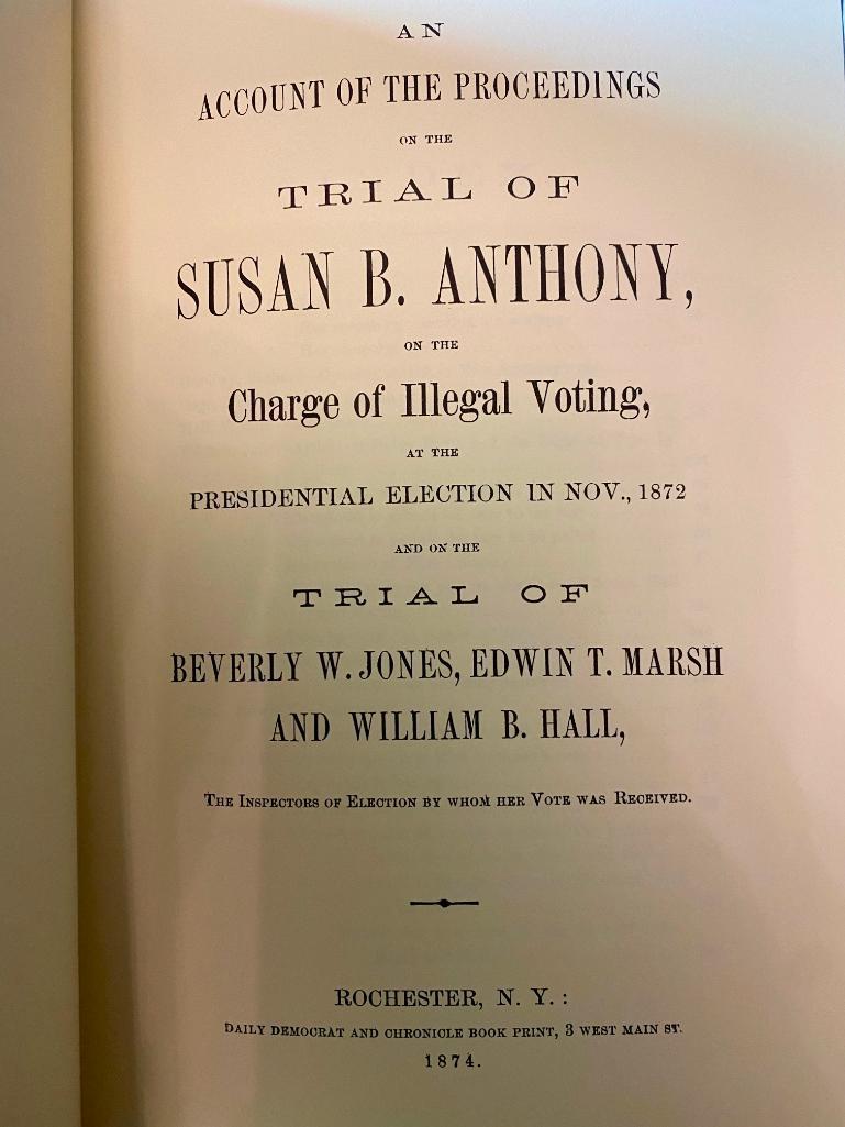 VERY RARE - The Trials of Susan B. Anthony - Gryphon Edition - Excellent Condition