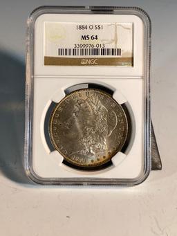 1884O Morgan Silver Dollar graded MS64 by NGC