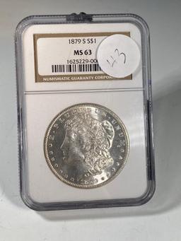 1879S Morgan Silver Dollar, graded MS63 by NGC