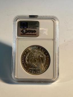 1885O Morgan Silver Dollar, graded MS63 by NGC