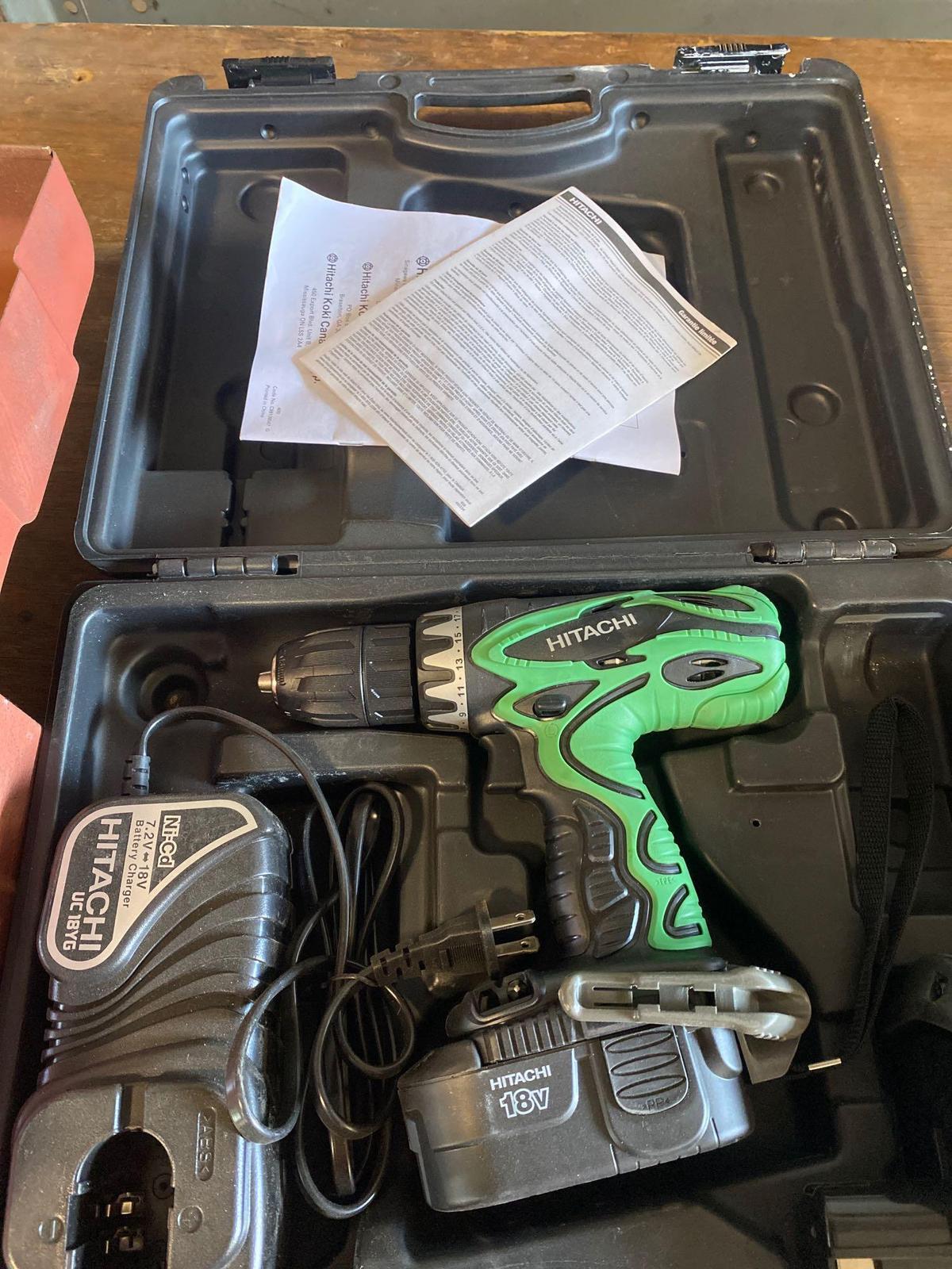 Hitachi 18v Cordless Drill w/ 2 batteries and charger