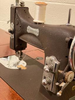Vintage Domestic Rotary Sewing Machine in Cabinet with Extending Table