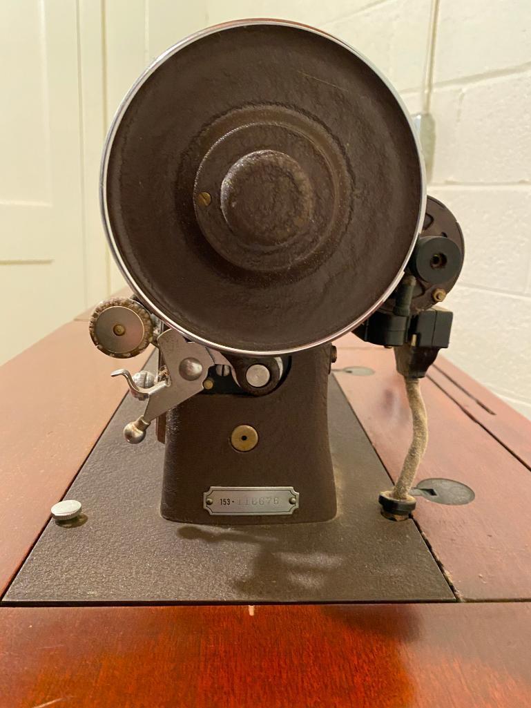 Vintage Domestic Rotary Sewing Machine in Cabinet with Extending Table