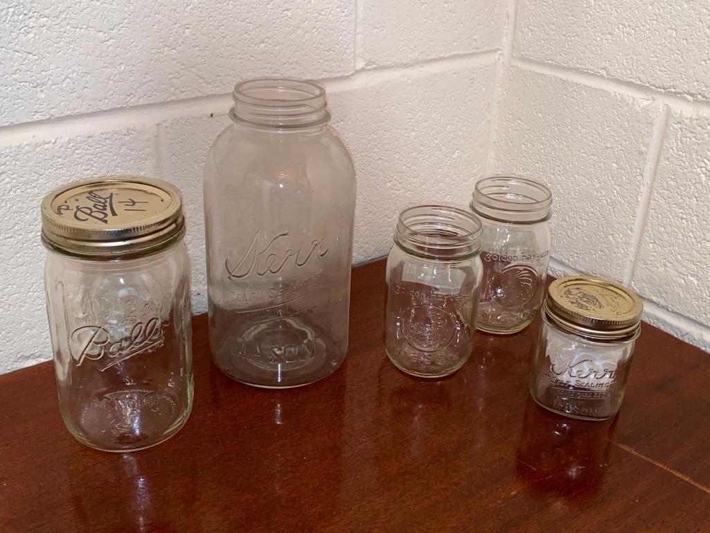 Vintage Kerr, Ball & Mason Jars (5)