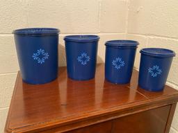 RARE Set of 4 Navy Blue "Blueberry" Vintage Tupperware Nesting Canisters