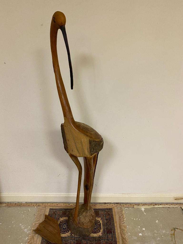 "STU" THE STORK WOOD CARVING