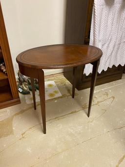 LEATHER TOPPED SIDE TABLE