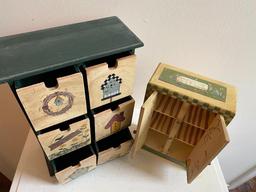 Two Hand-painted Miniature Jewelry Chests