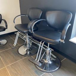 2 CLASSIC BLACK HYDRAULIC SALON STYLING CHAIR WITH CHROME BASE