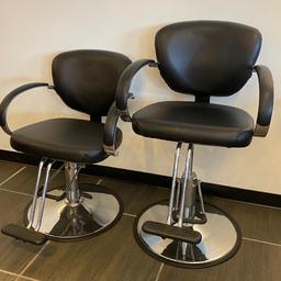 2 CLASSIC BLACK HYDRAULIC SALON STYLING CHAIR WITH CHROME BASE