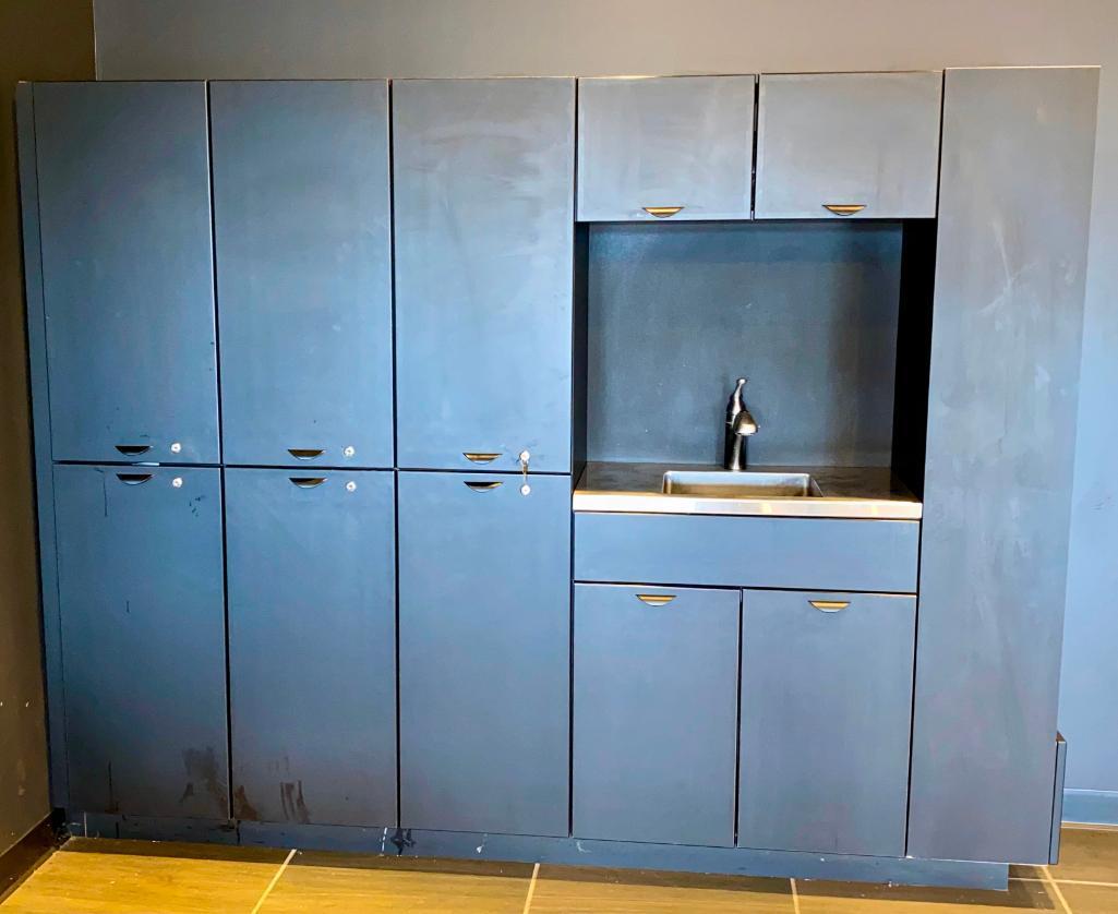 Large Salon Interiors Cabinet with Stainless Steel Sink & Moen Faucet