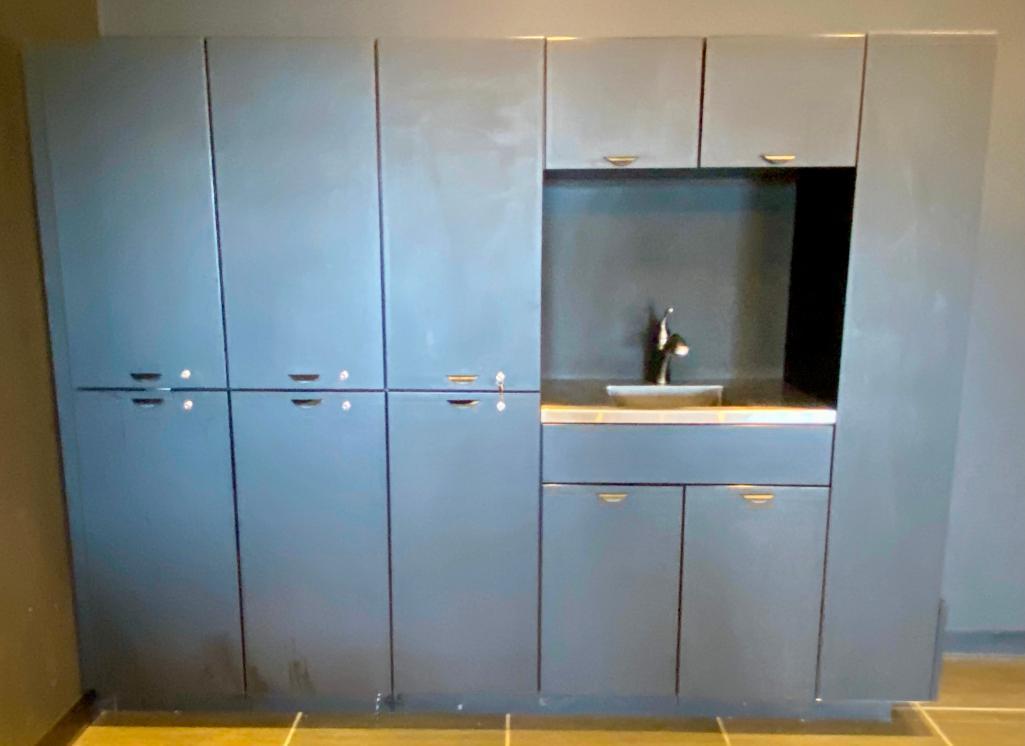 Large Salon Interiors Cabinet with Stainless Steel Sink & Moen Faucet