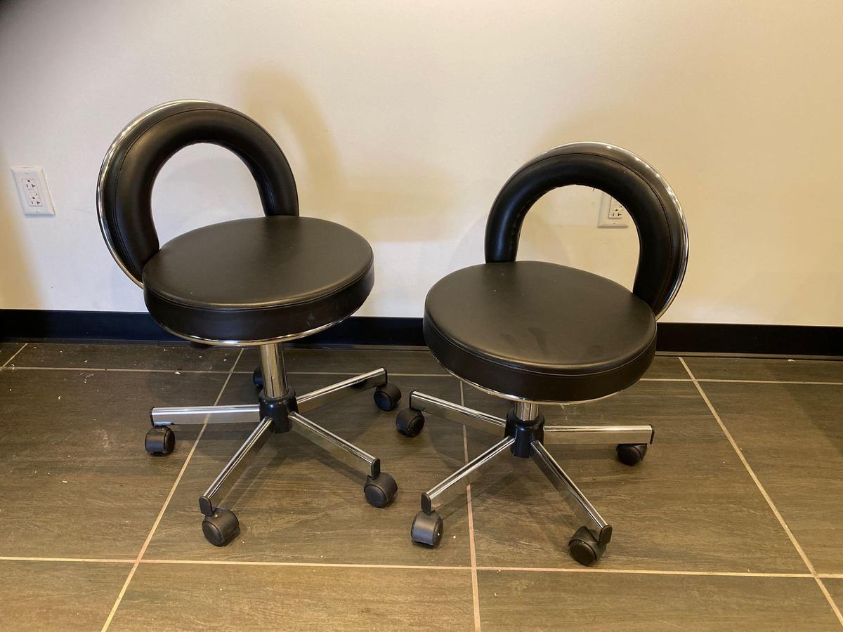 2 X BLACK & CHROME ROLLING CHAIRS