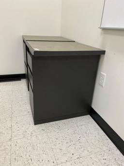 Two Metal Locking Cabinets with Tops