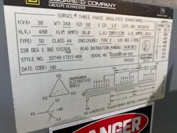 Square D Co WatchDog Transformer- 30KVA, 60hz, serial 4105085-N0-001