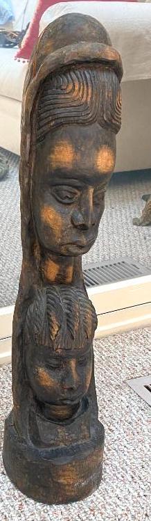 Tribal "Two Faces" Wood Carved Statue
