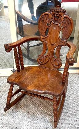 Carved Gothic Solid Wood Rocking Chair