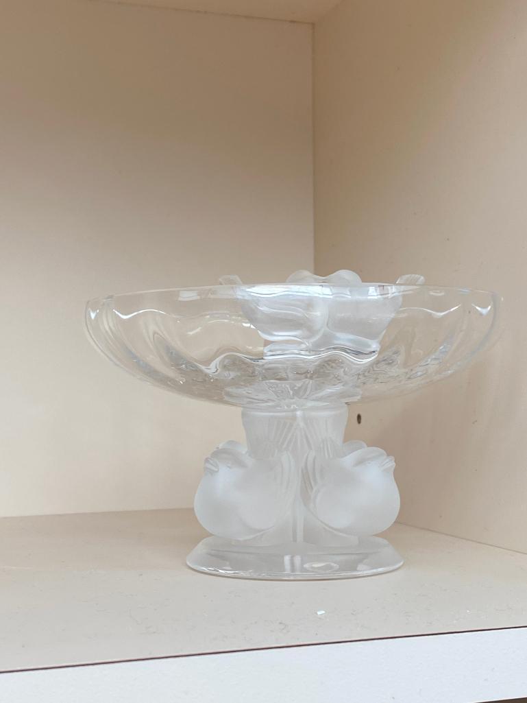 Lalique Crystal Bowl and Birds Figurine