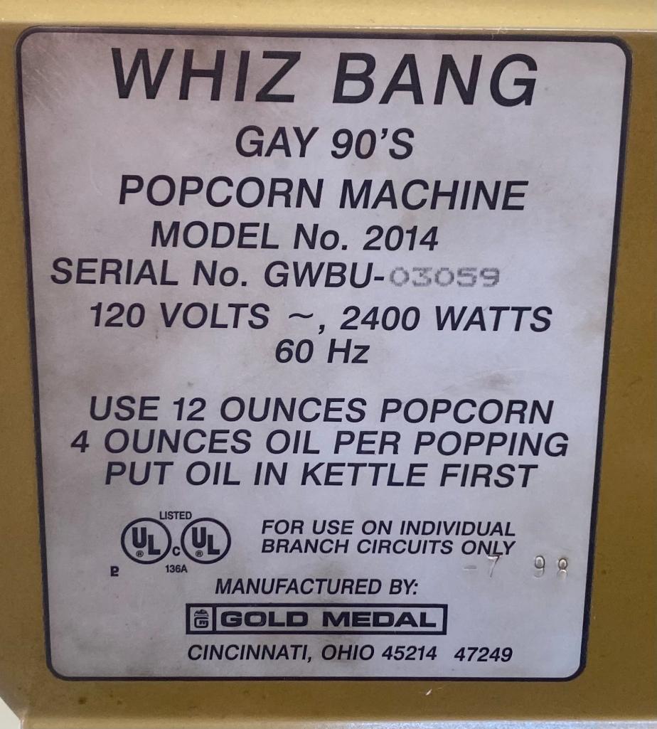 WHIZ BANG Street-Cart Popcorn Machine