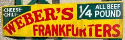 Vintage Metal Sign: "Ham Chee"/"Webers Frankfurters"