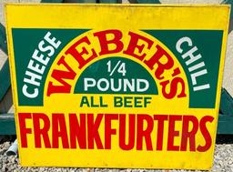 Vintage Metal Sign: "Ham Chee"/"Weber's Frankfurters"