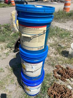 (3) assorted 5 gal buckets of Chevron Lubricants