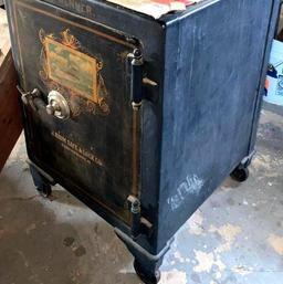 Early 1900's J. Baum Safe & Lock Company Antique Safe on Casters