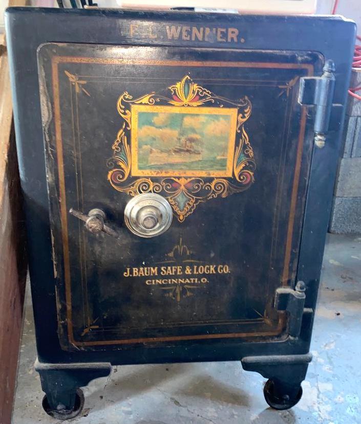 Early 1900's J. Baum Safe & Lock Company Antique Safe on Casters