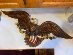 Vintage Bald Eagle Wall Plaque & Partially Complete Collectors Album 25 Cent Coin Set