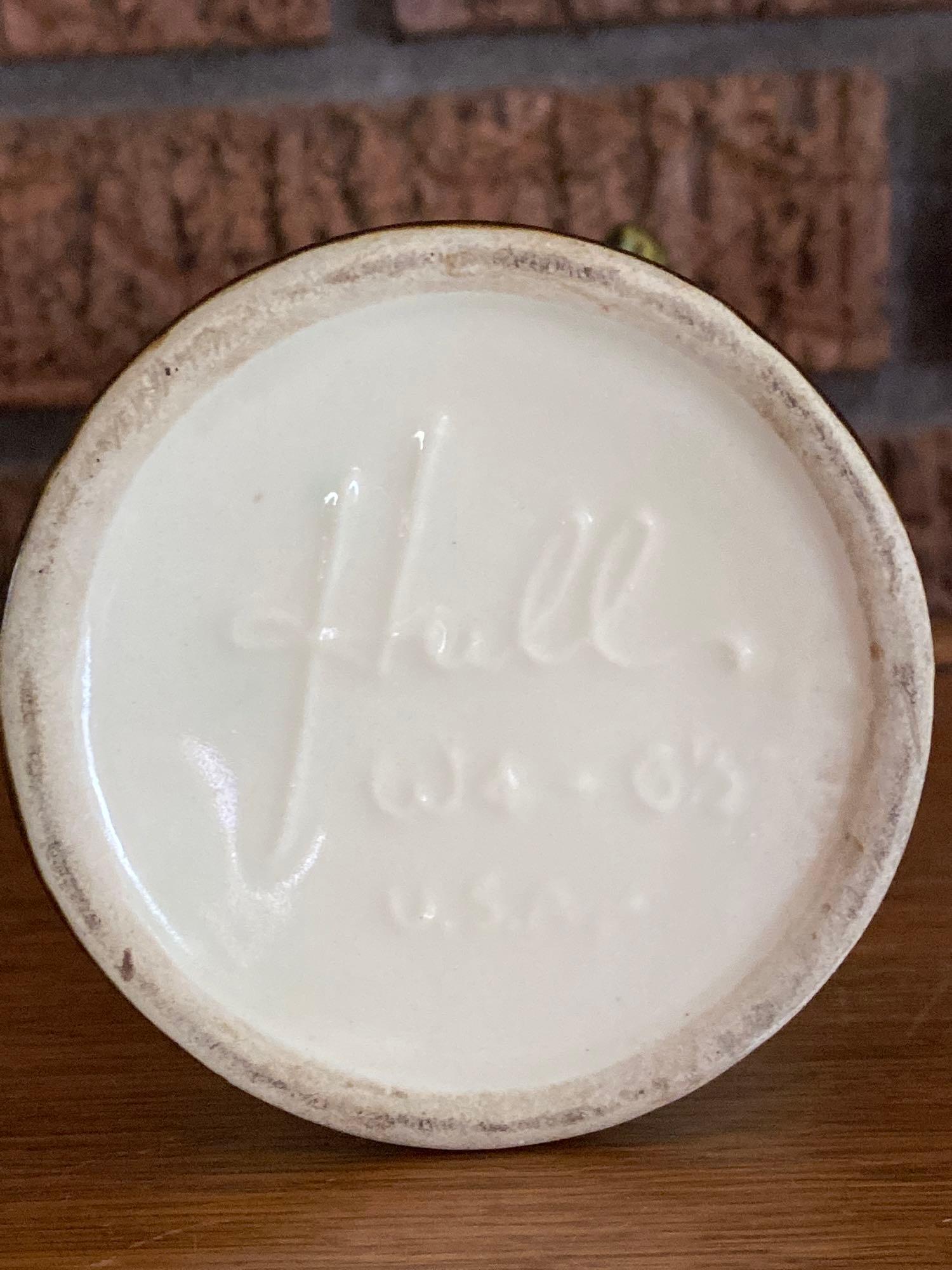 Signed Hull Handled Blue Green Ceramic Vase - Rare