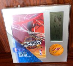 Bulova Metal Gold Tone Quartz Desktop Clock & NBA Digital Team Clock