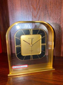 Bulova Metal Gold Tone Quartz Desktop Clock & NBA Digital Team Clock