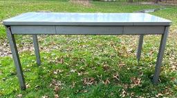 Vintage Steelcase Metal Table with Drawer and Formica Top