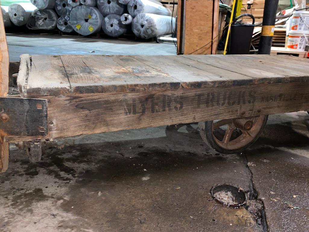 Industrial Wooden Cart with Iron Wheels from Myers Trucks in Nashville Tennessee