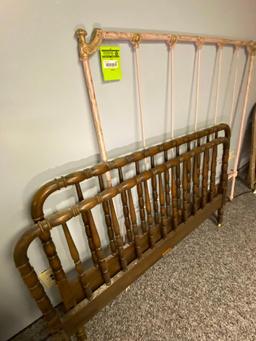 Wrought Iron Headboard and Wooden Bed Frame