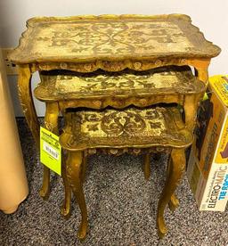 Set of 3 Gilded Nesting Tables