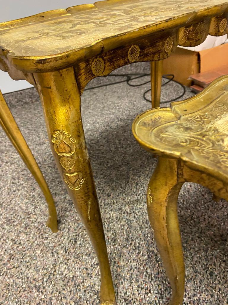 Set of 3 Gilded Nesting Tables