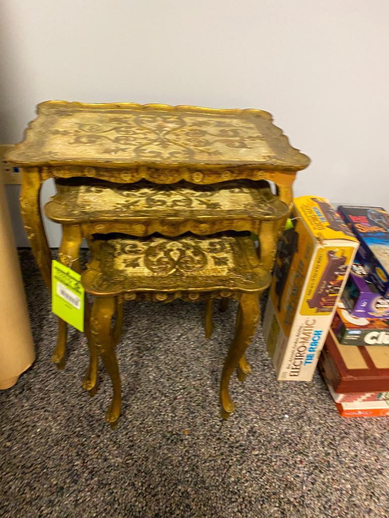 Set of 3 Gilded Nesting Tables