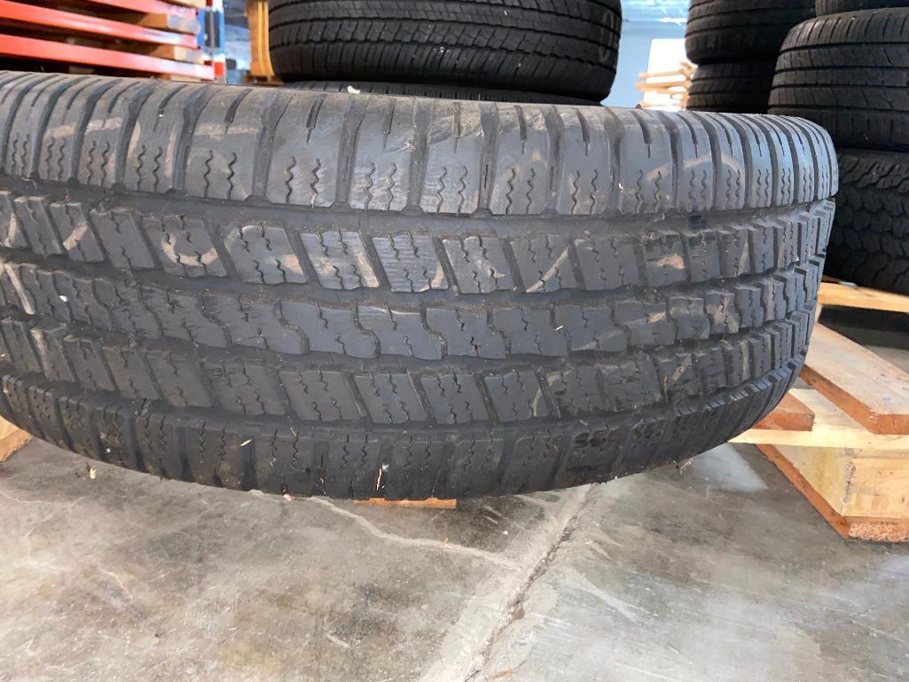 Pallet of Tires including Bridgestone, Goodyear, Michelin, Dunlop, and Toyo