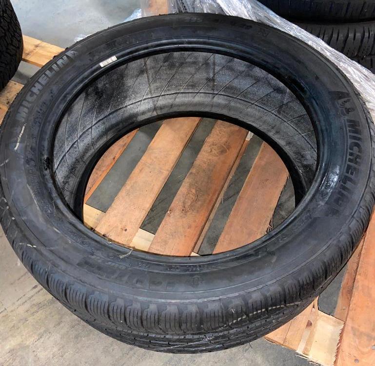 Pallet of Tires including Bridgestone, Goodyear, Michelin, Dunlop, and Toyo