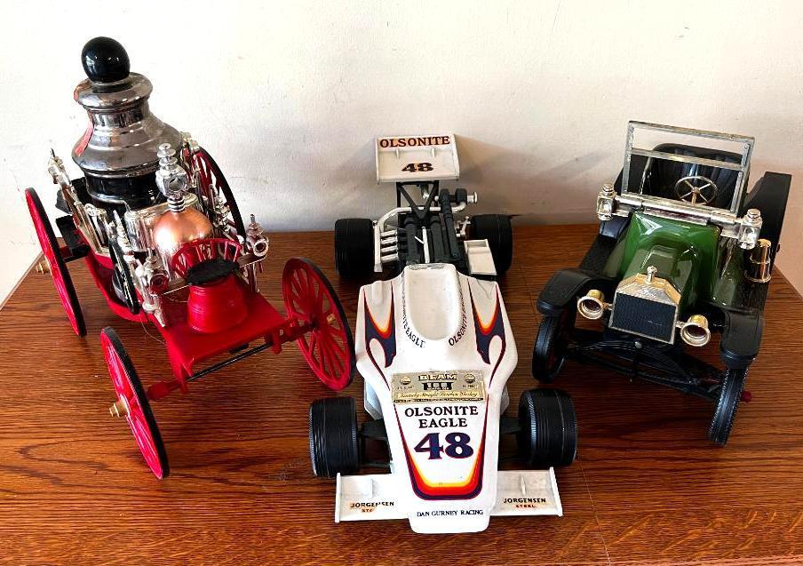 Vintage and RARE Jim Beam Distilling Co. "Beam 100 Months Old" Vintage Model T, Indy Car & Fire