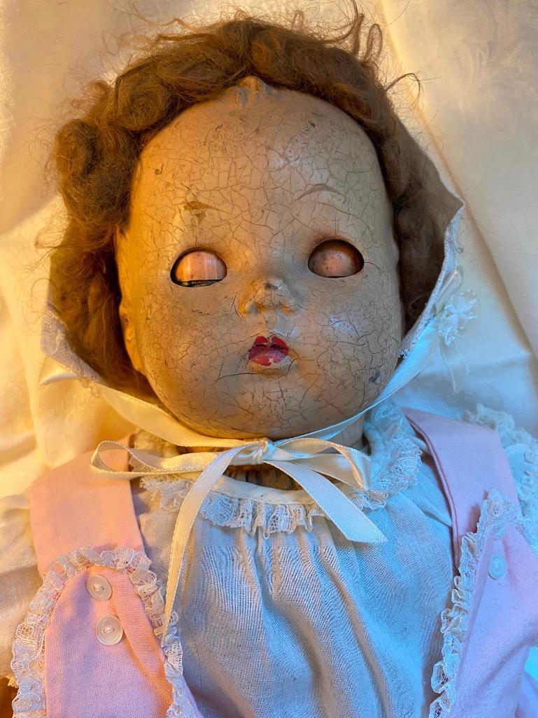 3 Faced Trudy Doll in Original Clothes from 1946 with Friend from 1944