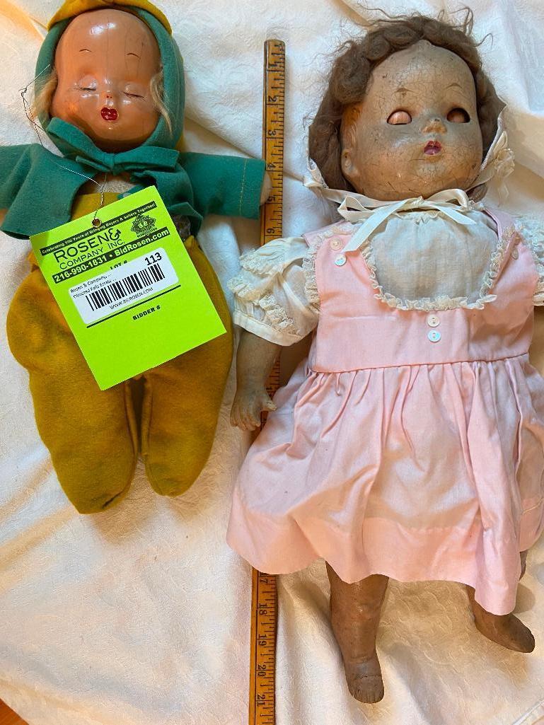 3 Faced Trudy Doll in Original Clothes from 1946 with Friend from 1944