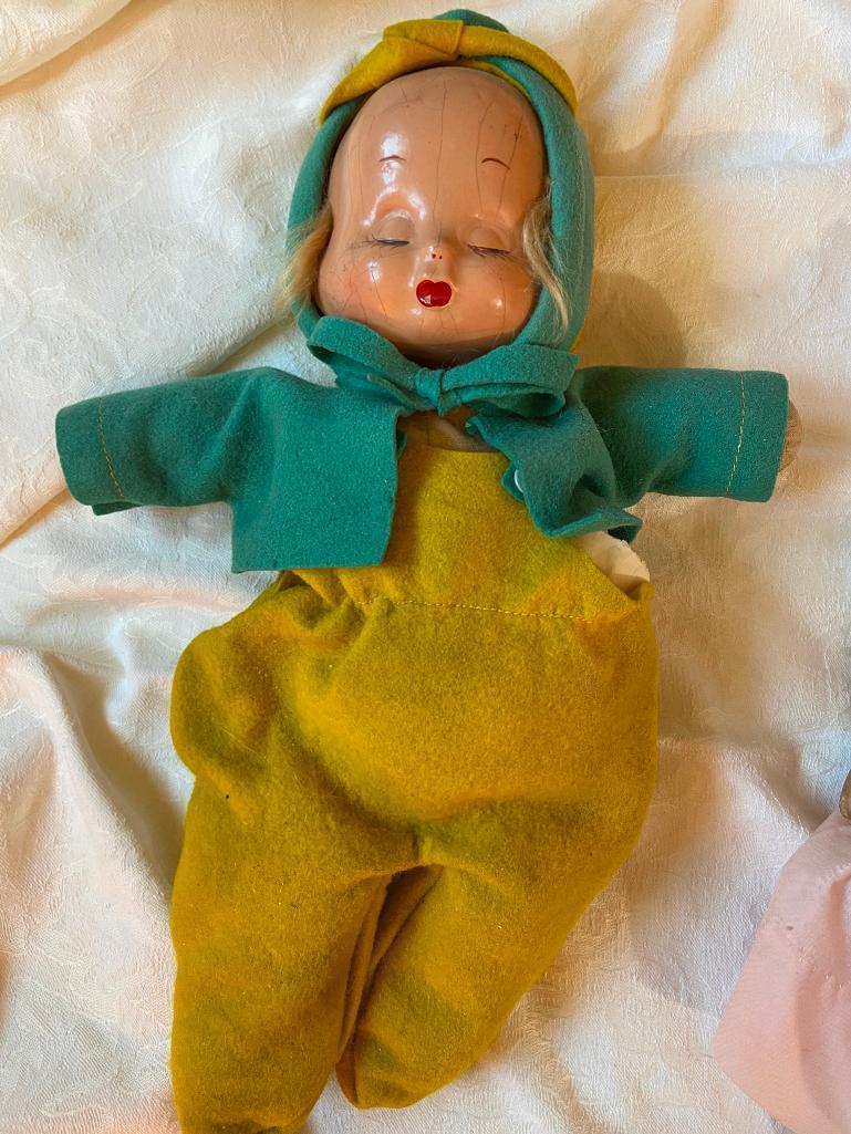 3 Faced Trudy Doll in Original Clothes from 1946 with Friend from 1944