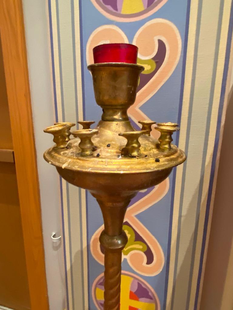 Light Up Your Sanctuary with this Solid Brass Orthodox Candle Holder with Spiral Twist Column