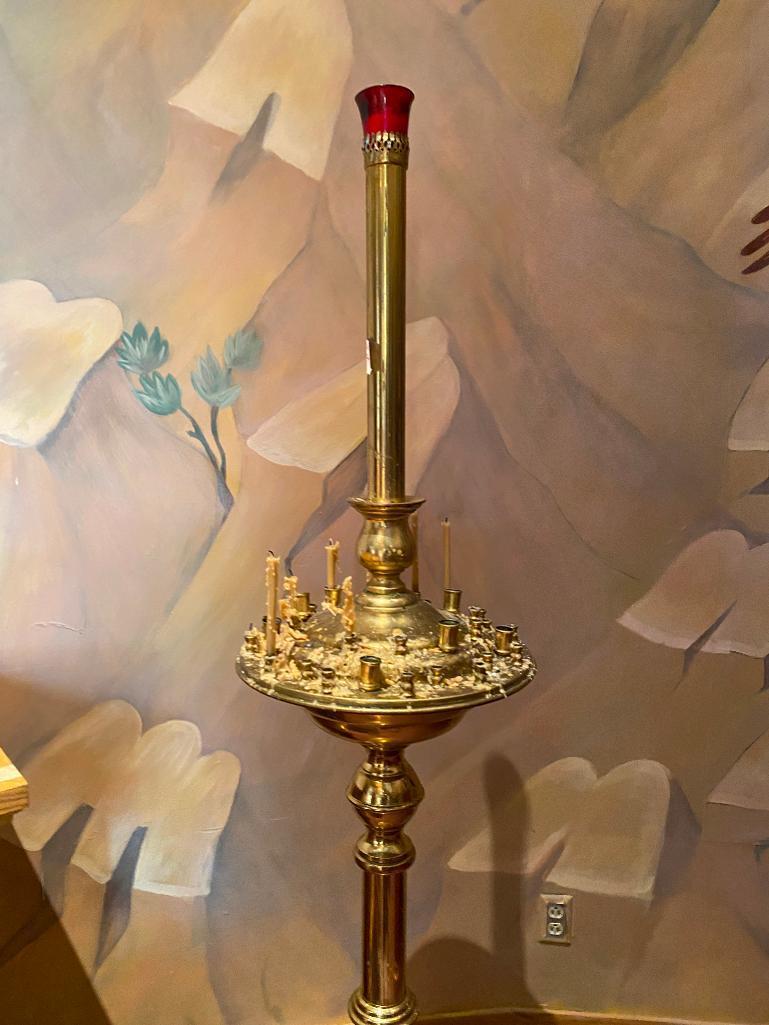 Large Brass Ukranian Orthodox Prayer Candle Stand