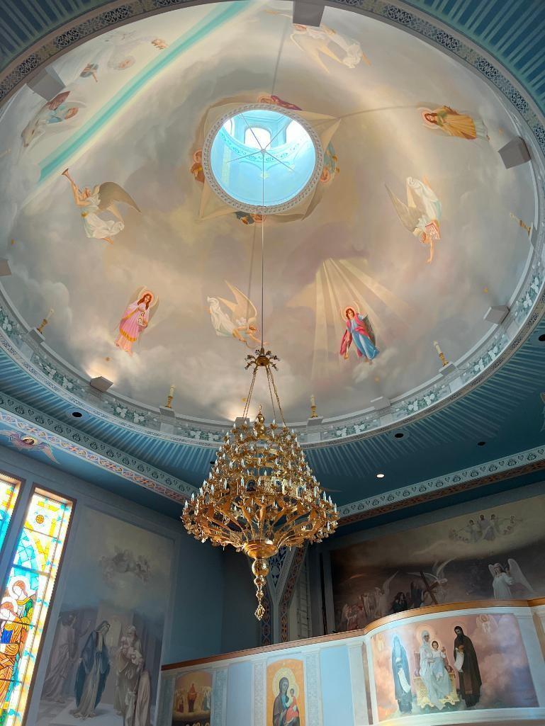 5 Tiered Grand Gilded Chandelier with Icons and Angels - SEE PICTURES!