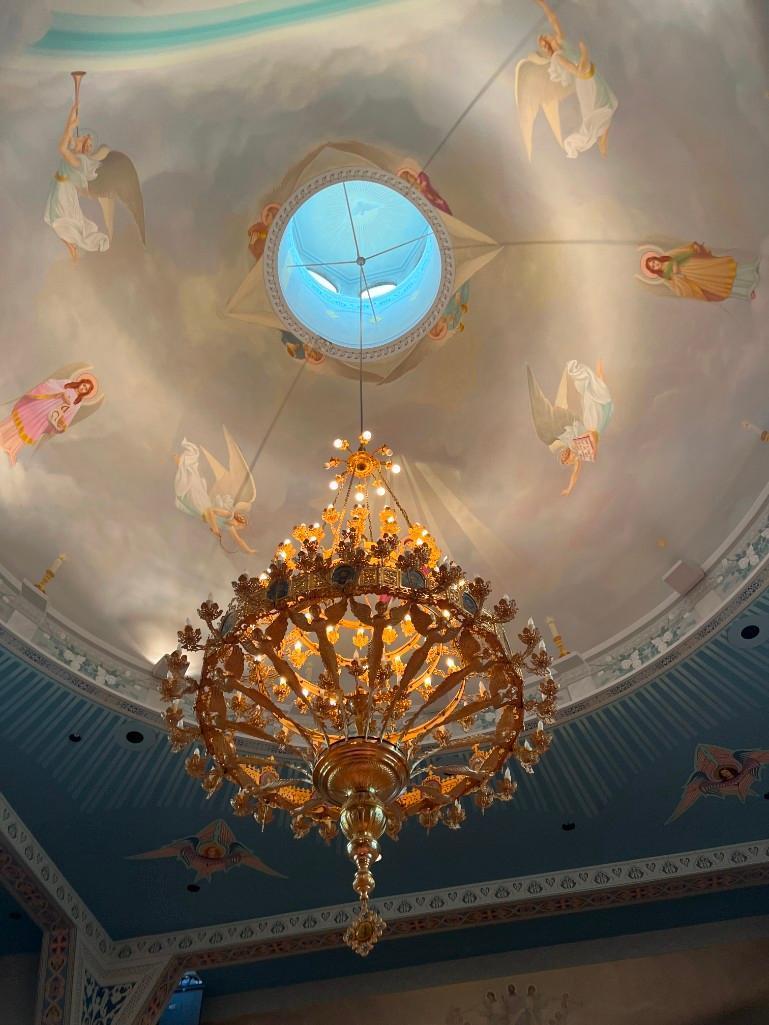 5 Tiered Grand Gilded Chandelier with Icons and Angels - SEE PICTURES!